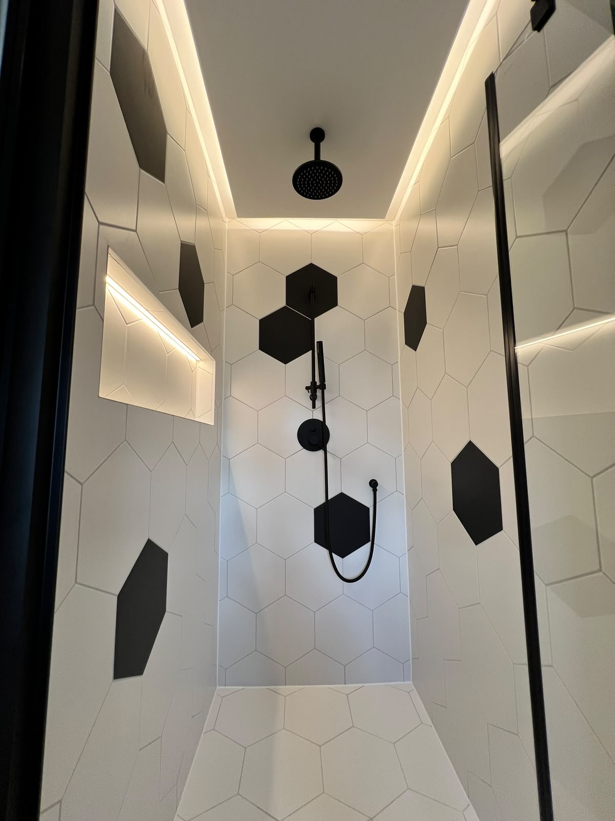 Bathroom black hex shower