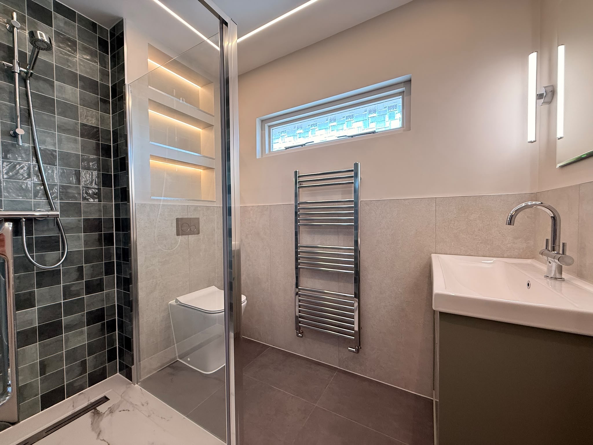 Bathroom grey led shower