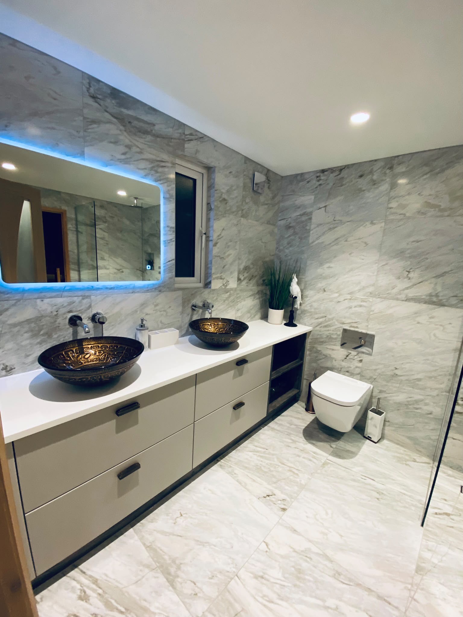 Bathroom marble double sink