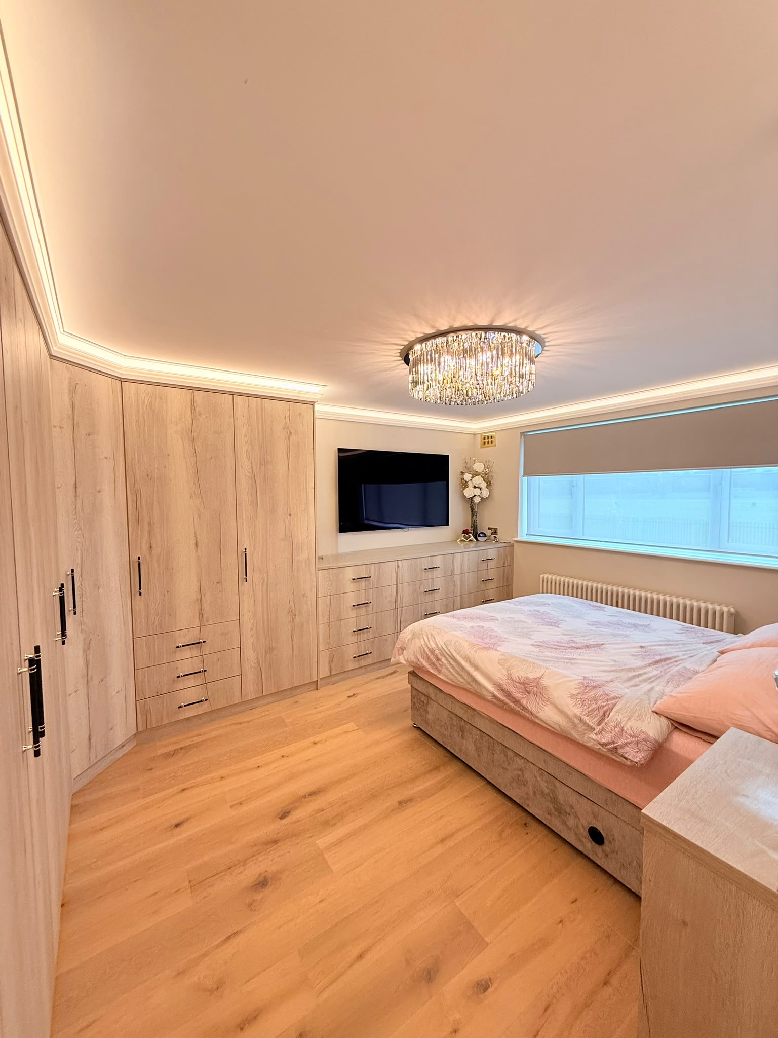 Bedroom oak chandelier