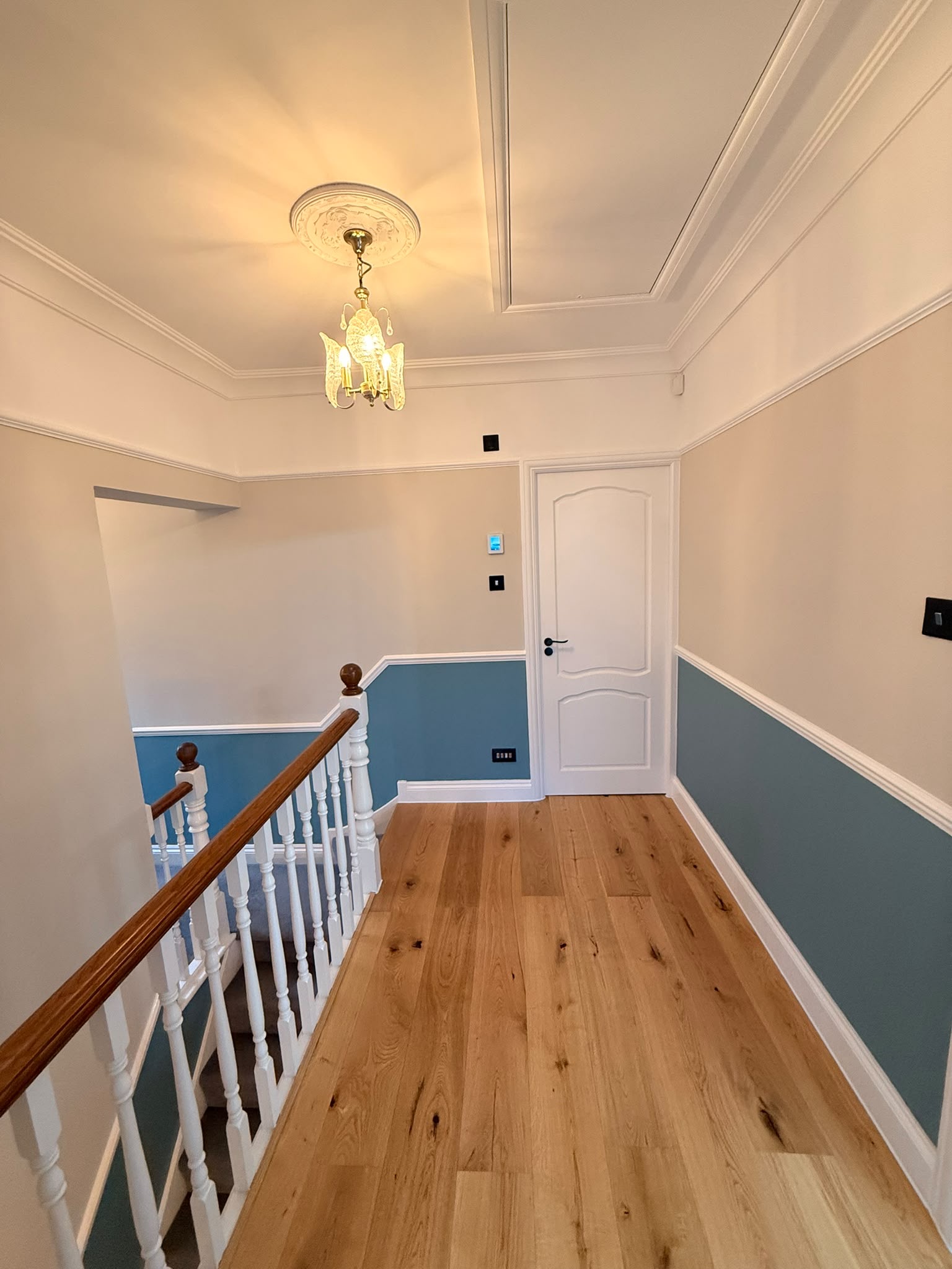 Hallway two tone blue