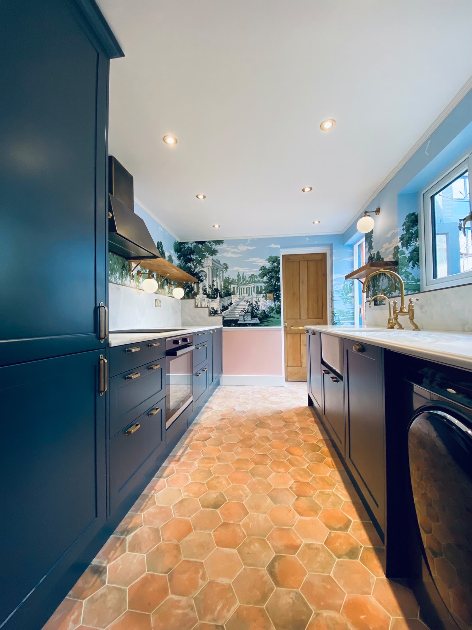 Kitchen navy botanical terracotta