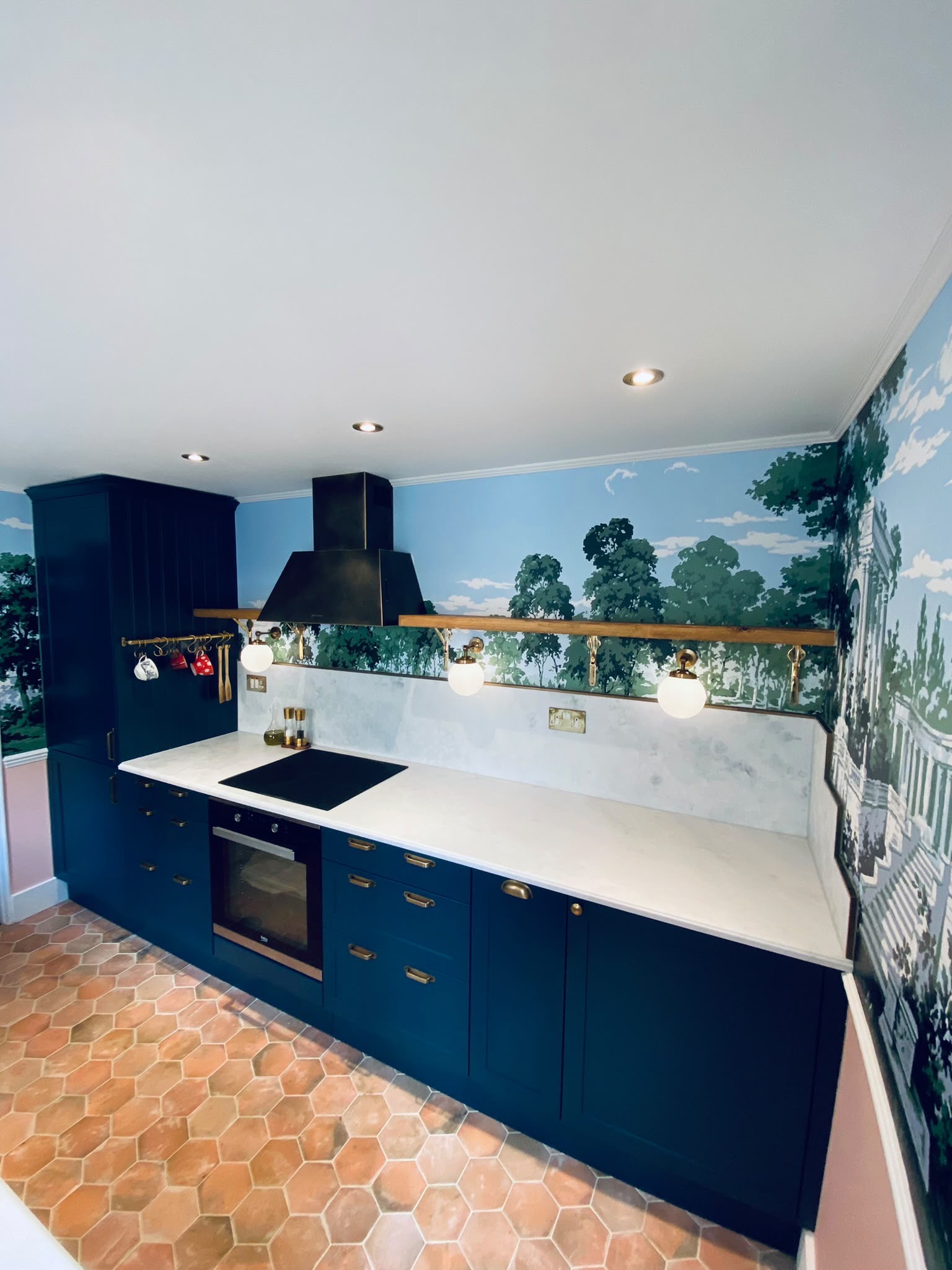 Kitchen navy botanical wall