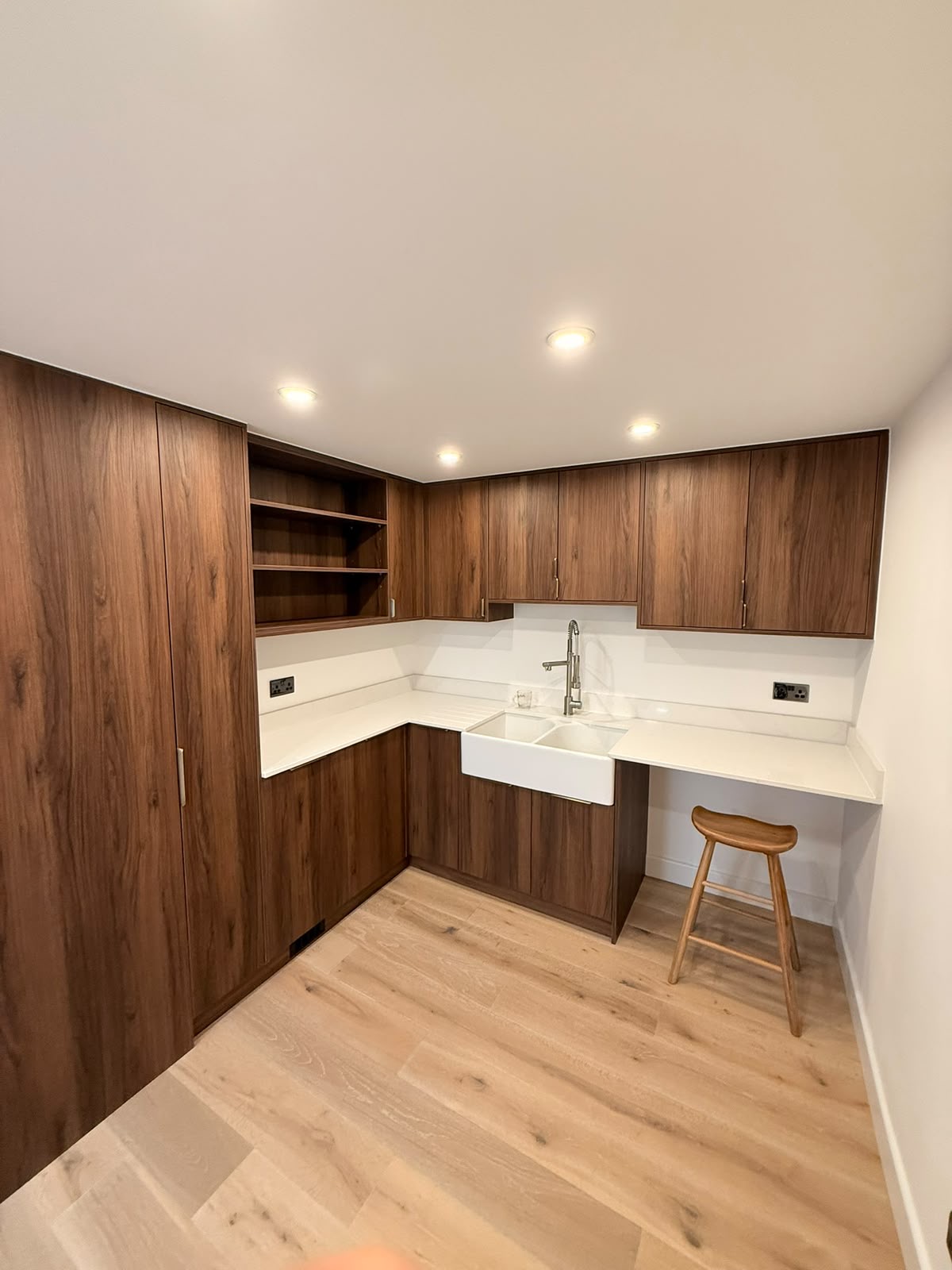 Utility room walnut belfast sink